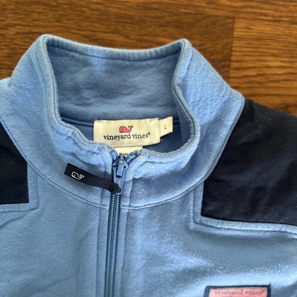 Vineyard Vines Blue and Green Quarter-Zip Sweatshirt - Picture 2 of 4